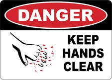 OSHA DANGER: KEEP HANDS CLEAR| Laminated Vinyl Decal Sticker Label
