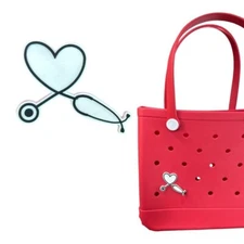 Heart Stethoscope Beach Bag Accessories PVC Rubber Totes Inserts Charm Jumbo