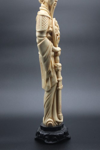VTG Chinese Hand Carved Resin Emperor Royal Figure Lion Foo Dog Shield - Picture 9 of 12