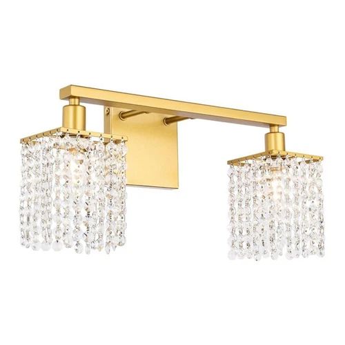 Living District Phineas 2-Light Mid-Century Metal Wall Sconce in Brass and Clear - Picture 1 of 7