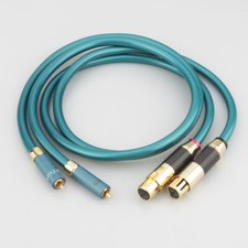 Pair 8N OCC copper hifi XLR female to RCA male audio Signal Interconnect cable