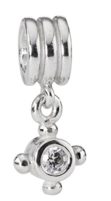 Auth. Ret. Pandora Compass Dangle Charm w/ Clear Zirconia #790235CZ - SS - New