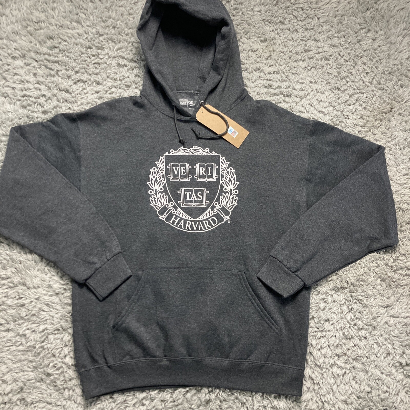 Harvard Ve Ri Tas Пуловер Толстовка мужская с большим капюшоном NWT The Victory Grey NCAA