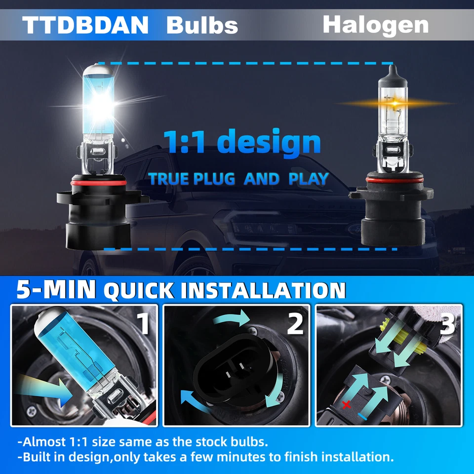 2x 9006XS HB4A 6000K Halogen Headlight Bulb For Chrysler PT Cruiser 2001-2010 - Image 2 of 4