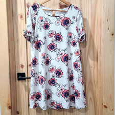Andree By Unit Floral Shift Dress Tie Sleeves Boho Cottagecore Romantic Size M
