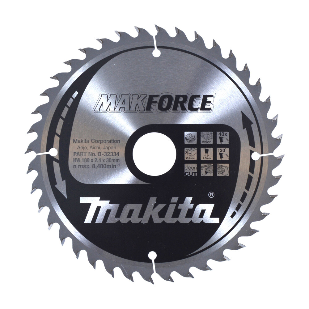 Makita B-32334 Lama Circolare Makforce 180x30mm 40T per Legno - Tagli Netti