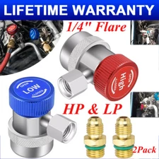 2Pcs HVAC Quick Coupler Adapter for Car AC System, HP & LP Connector, 1/4" Flare