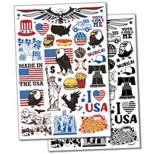 Patriotic United States USA 4th of July Independence Day Temporary Tattoo Set