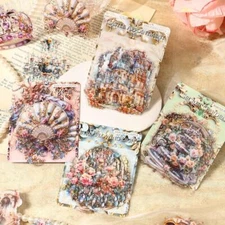 Vintage Castles Garden PET Stickers Junk Journals Planner Scrapbooking Sticker