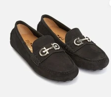 Salvatore Ferragamo Gancini Women's Driving Shoes Odilia Black Size 9. NWB