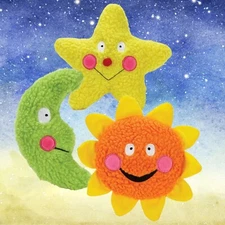 Zanies Celestial Dog Toys Sun Moon Star Plush Puppy Toy Squeaker Gift Squeaky