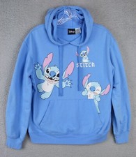 Disney Lilo  Stitch Juniors Medium 7-9 Graphic Print Light Blue Pullover Hoodie