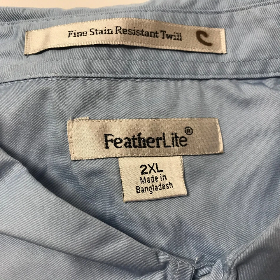 Featherlite Men’s Button Down Shirt Size 2XL Blue Longsleeve Stain Resistant New - Image 2 of 4