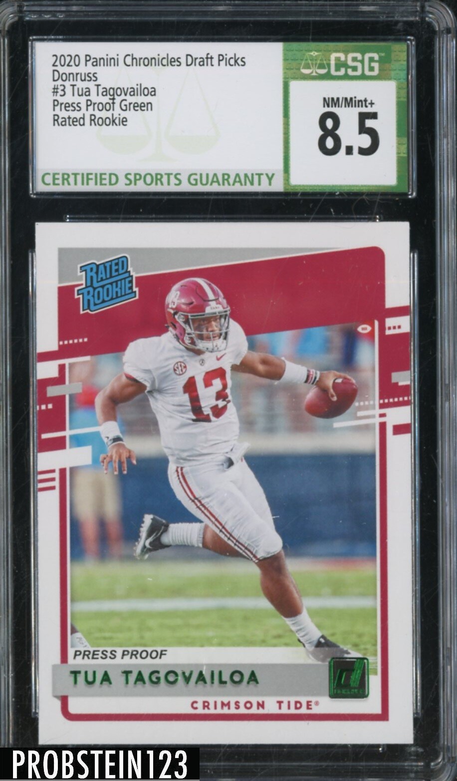 Tua Tagovailoa Panini Chronicles Draft Picks Donruss Rated Rookies #3 Green Press Proof