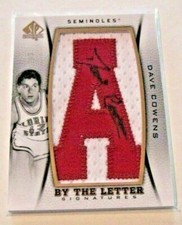 DAVE COWENS SEMINOLES 14-15 UD SP LETTERMAN JERSEY PATCH AUTO 1/3 SIGNED CARD