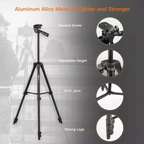 TACKLIFE Lightweight Phone/Camera Aluminum Travel Tripod 53" Carry Bag & Remote - Picture 4 of 9
