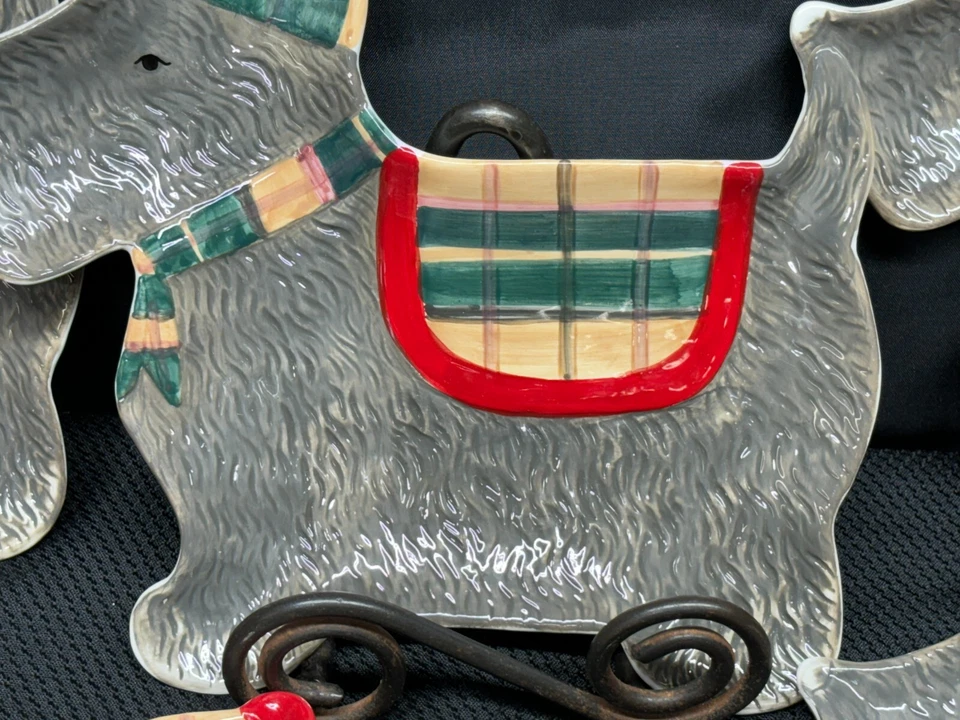 Juego de 6 ~ Platos Creativos Cooperativos "SCOTTIE DOG" ~ Colección Tis The Season Foto 4 de 4