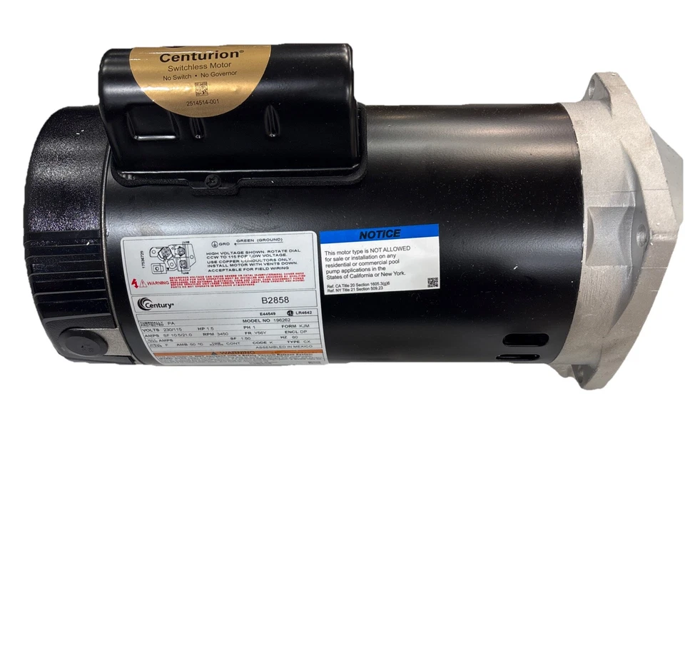 A.O. Smith B2858 1.5HP 230/115V Square Flange Replacement Motor - Image 2 of 3