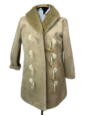 Chaps Womens Brown Fuax Leather Duffle Coat Medium
