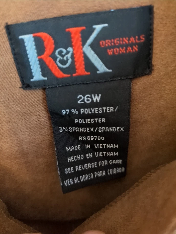 Винтажный 90-х R & K искусственной замши коричневый блейзер кардиган комплект 2 изделия 26 Вт плюс карьера - Изображение 4 из 4