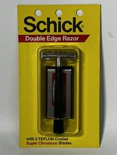 Vintage NOS Schick Double Edge Razor W/2 Teflon Coated Super Chromium Blades