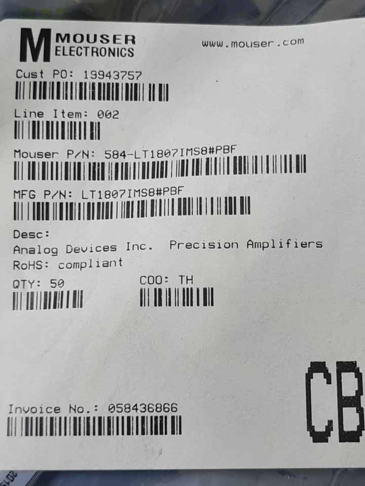 50Pcs.LT1807IMS8#PBF Analog Comparators Dual 3V/5V Hi Speed Comparator - Image 2 of 4