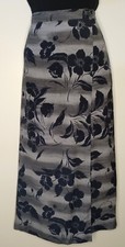 Chaus Wrap Floral Skirt Blues Hibiscus Blue Grey Lined Size 12