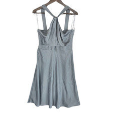 J. Crew Satin Dress Womens Sz 8 Gray A Line Knee Length Twisted Knot Neckline