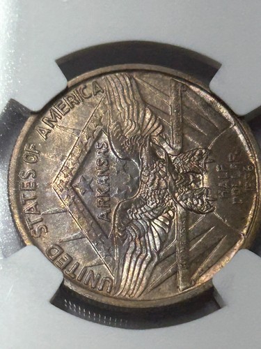 1936 Arkansas Centennial Silver Half Dollar-Robinson NGC MS65 Nicely Toned - Picture 7 of 8