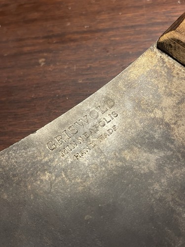 Griswold RARE antique 1940’s Meat Cleaver Cast Iron Knife Minneapolis Hand Made - Picture 7 of 15