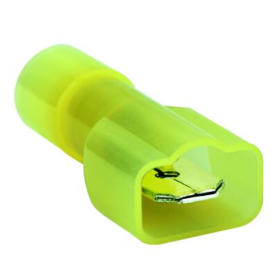 100 Nylon Male Quick Disconnect Terminal 12-10 AWG Yellow 0.250'' Full Insulated
