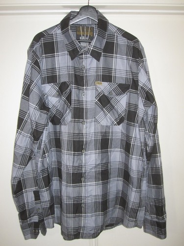 BLACK GRAY PLAID GENUINE DIXXON MENS FLANNEL SHIRT SZ 2XL NEW NO TAG FREE SHIP!