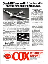 COX Electric Sportavia RC Airplane Print Ad Ephemera