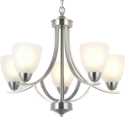 Modern 5-Light Brushed Nickel Chandelier for Foyer, Bedroom, Dining Room