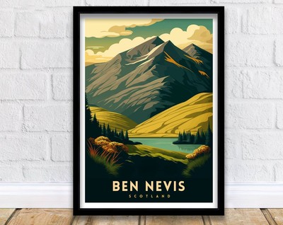 Ben Nevis Scotland Travel Print Ben Nevis Wall Decor Scotland Illustration Ben