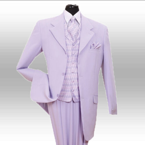 New-Men-039-s-Stylish-Fashion-Suit-Vest-Tie-hanky-Lavender-Milano-Moda-Style-6802V