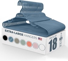 Large & Wide Heavy Duty Clothes Hangers 18 Pack – Made in USA – Ideal for Plus