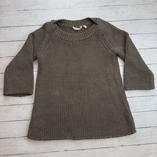 Soft Surroundings Women's Chunky Knit Cotton Sweater Soft Brown Sz M 3/4 Sleeve