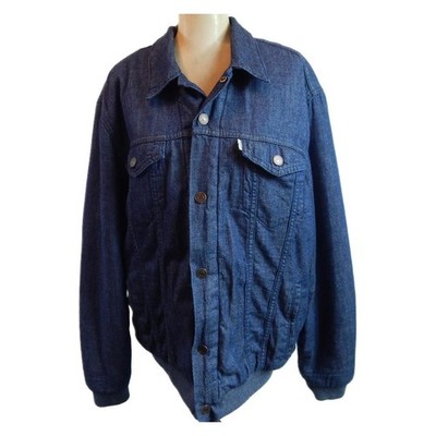 Levi Wattierte Denim Trucker Jacke Blau Größe Large Brustumfang 40-42 (S981)
