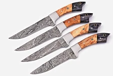CUSTOM HAND MADE FORGED DAMASCUS STEEL STEAK CHEF KNIFE KITCHEN KNIVES SET 1399
