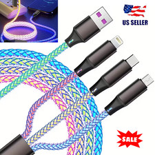 LED Light Up 3 in 1 Multi Charging Charger Cable Cord Iphone Android Type C USA