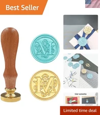 Personalized Brass Wax Seal Stamp with Wooden Handle - Letter M for Crafts