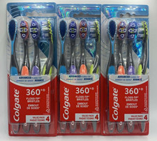 3PK Colgate 360 Advanced Floss-Tip  4 Toothbrushes Each  SOFT  FAST SHIP