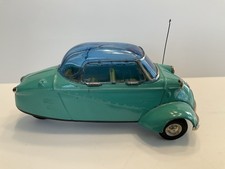 VINTAGE JAPAN TIN FRICTION BANDI MESSERSCHMITT GREEN 3 WHEEL TOY CAR