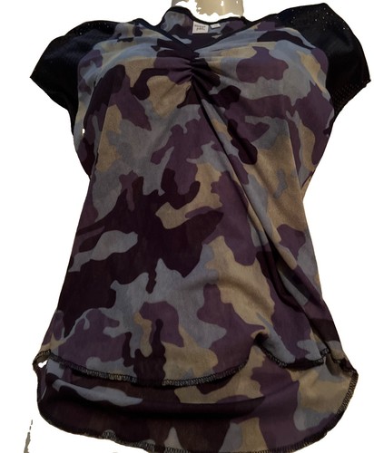 90’s Sheer Nylon Camo Top. Size Small. Great Condition. Blues, purples, black.