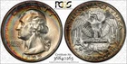 1955 Washington Quarter  PCGS MS 66  Gorgeous Rainbow Album Toning, PQ Appeal