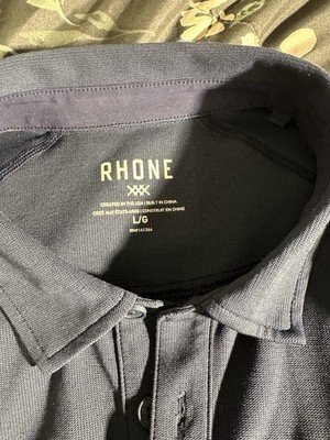   RHONE Commuter Long Sleeve Polo Men's L | Navy Wrinkle-Resistant Tech