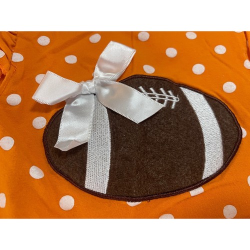 Boutique Orange Football Polka Dot Flutter Sleeves Top Shirt - Size Girl's 4/5T - Picture 2 of 5
