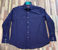 Hawes & Curtis Shirt Mens Size 2XL XXL York Slim Fit Long Sleeve Navy Bold Print