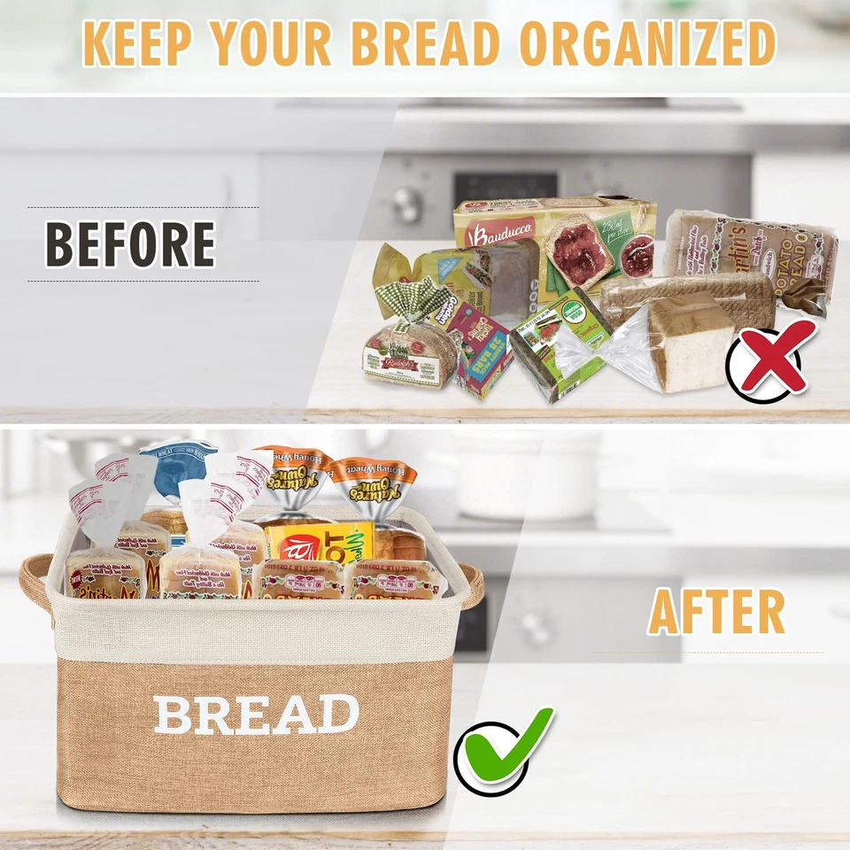 Bread Storage Basket for Kitchen, Foldable Fabric Bread Keeper Bread Storage ... - Image 4 of 4